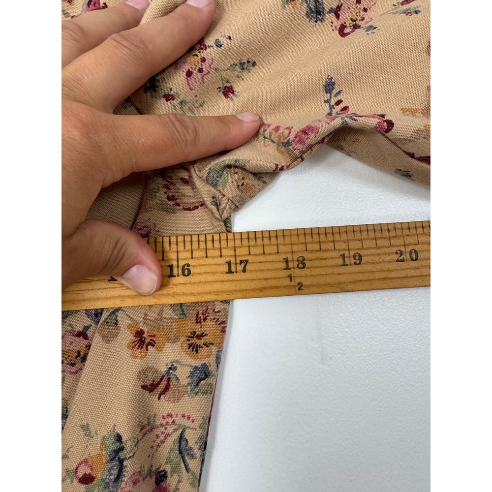 Cottagecore Chaps Denim Womens Sm Jacket Tan Floral Puff Sleeve Mandarin Collar - Picture 5 of 8
